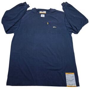 Berne Flame Resistant Crewneck Pocket T-Shirt Long Sleeve Size Large Tall Blue